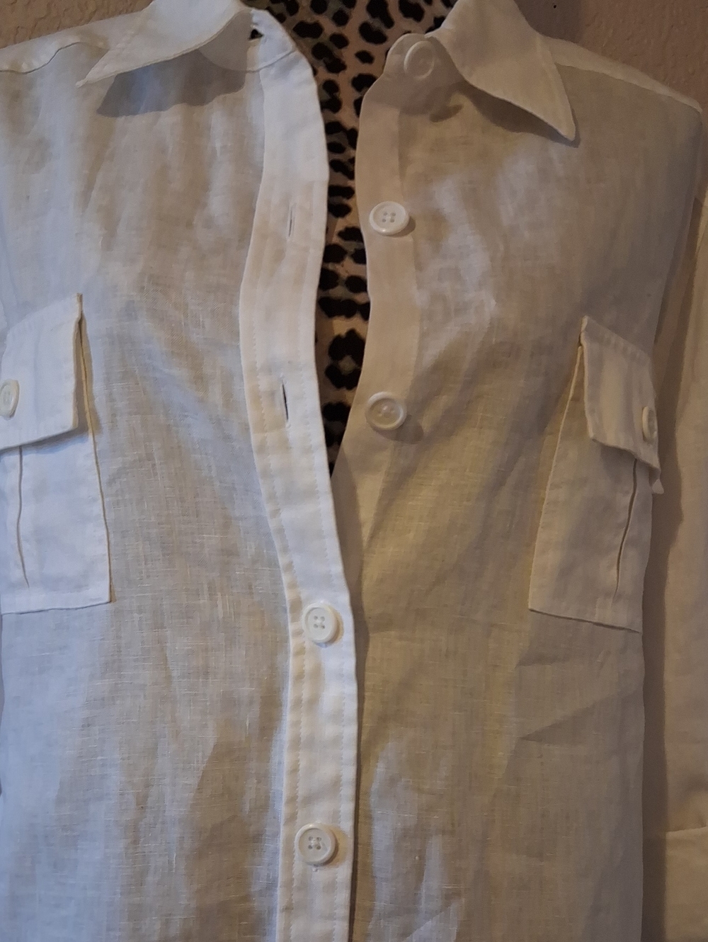 Never Worn Westbound Woman White 100% Linen Button-Up Top Patch Pockets 2X - Picture 3 of 13